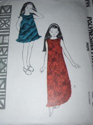 198 GIRLS POLYNESIAN HAWAII RUFFLE MINI-MAXI DRESS PATTERN 6 25''